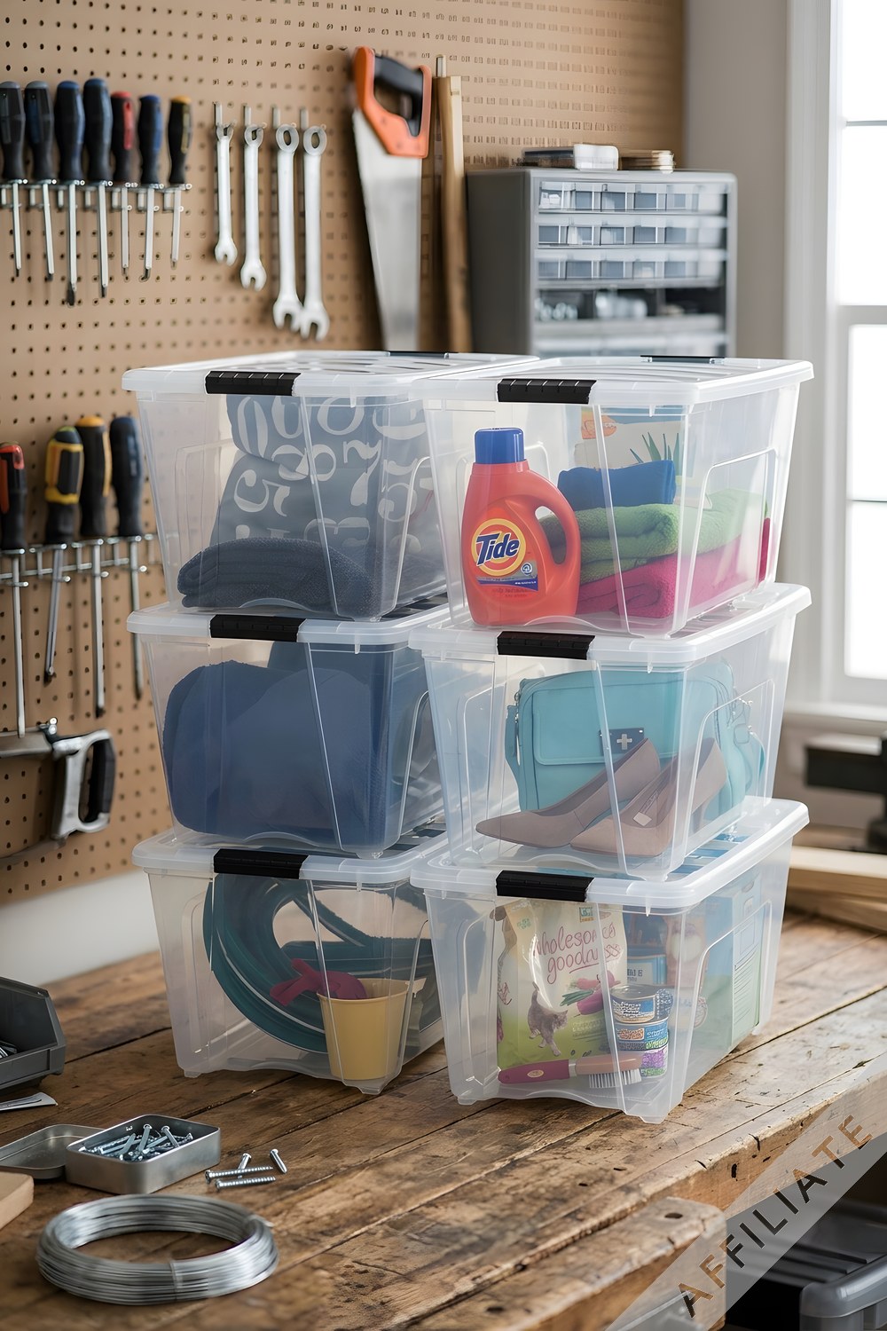 IRIS USA 54 Quart Clear Storage Bins, Set of 6