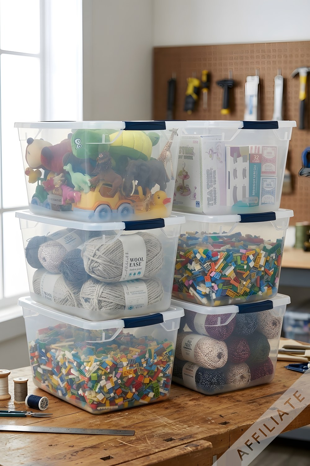 Rubbermaid Cleverstore Clear 32 Qt Bins, Set of 6