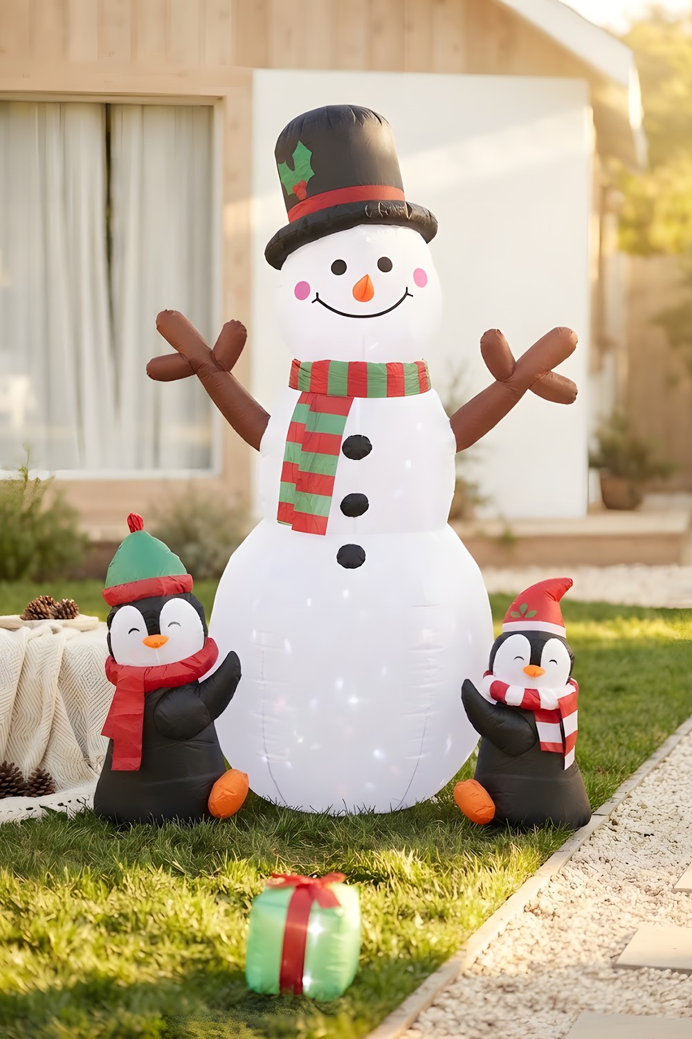 The inflatable snowman for the first dark evening of December