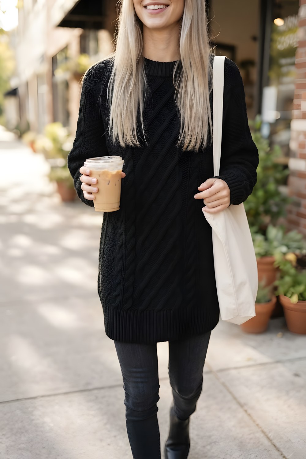 Cold mornings when one chunky sweater dress is the whole outfit