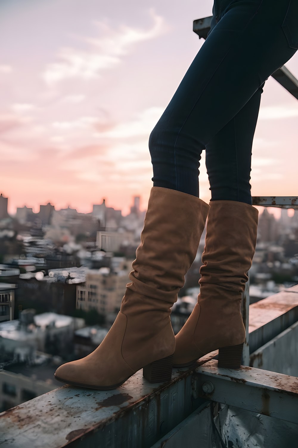 The tall boots for a gray morning and a short walk to work