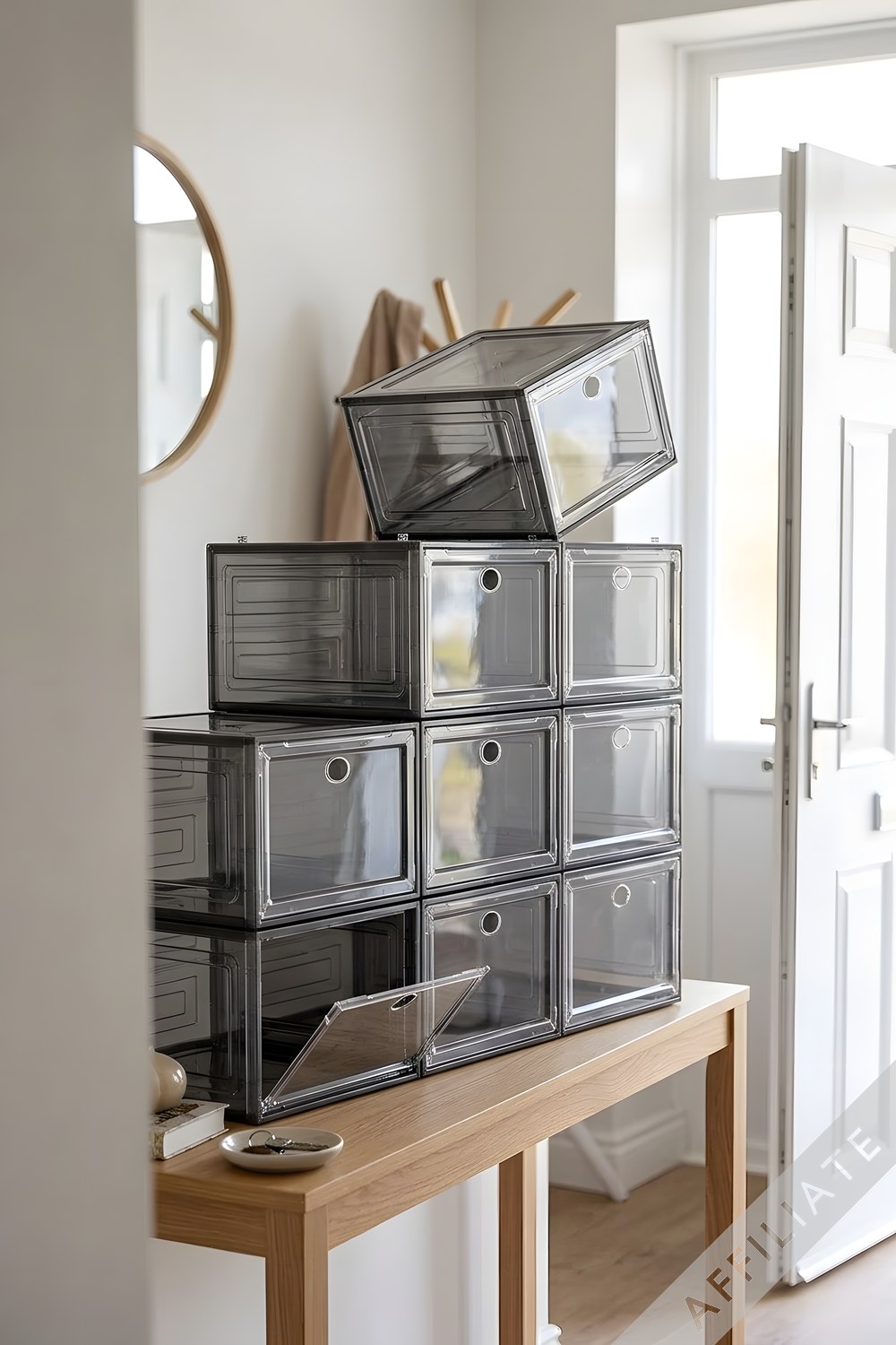 7 Code Clear Stackable Shoe Storage Boxes, 9 Pack
