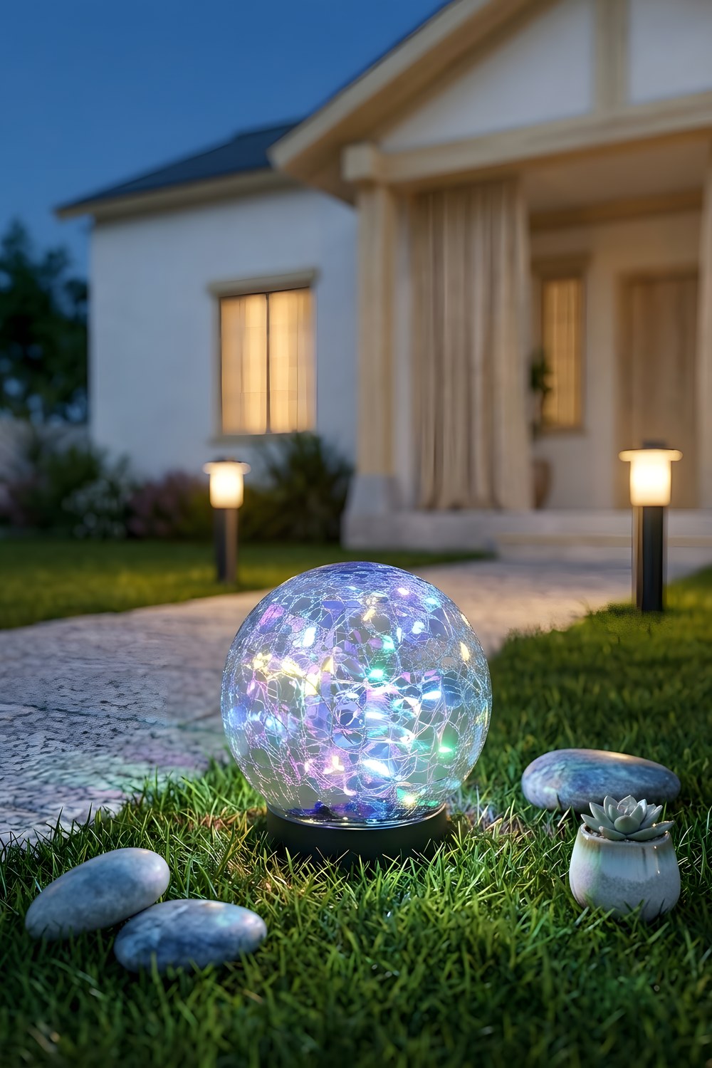 JKIMK Solar Globe Lights for Garden Stakes
