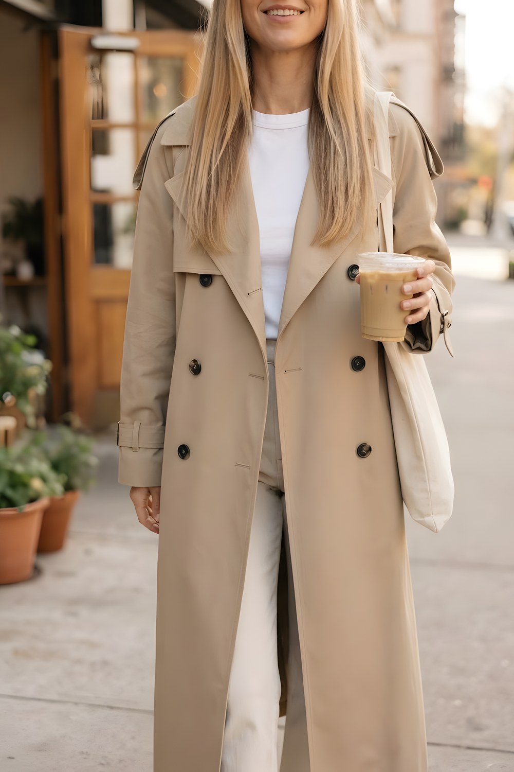 The long trench coat for windy walks to the bus stop