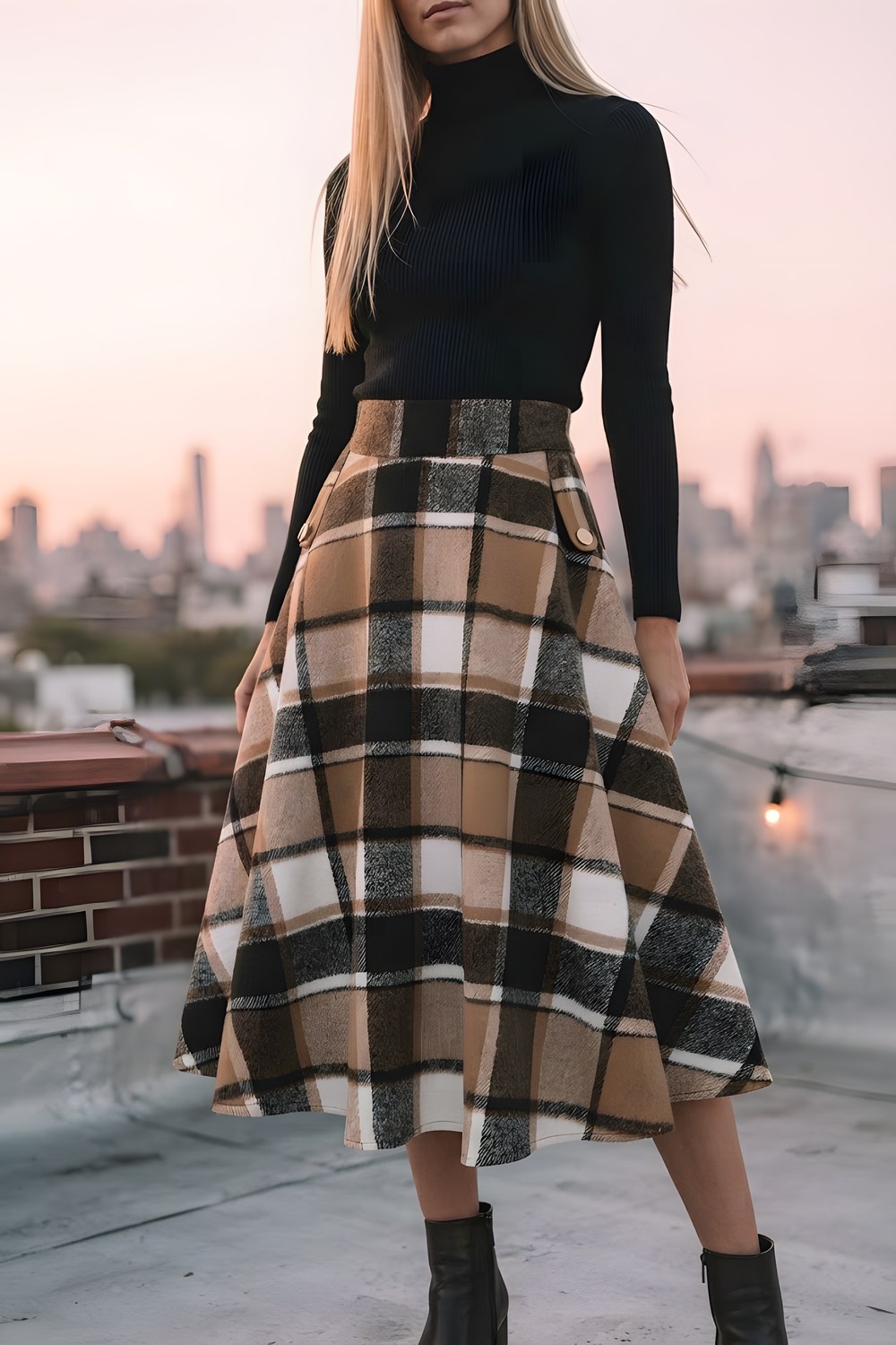 The long plaid skirt for the first cold morning out the door
