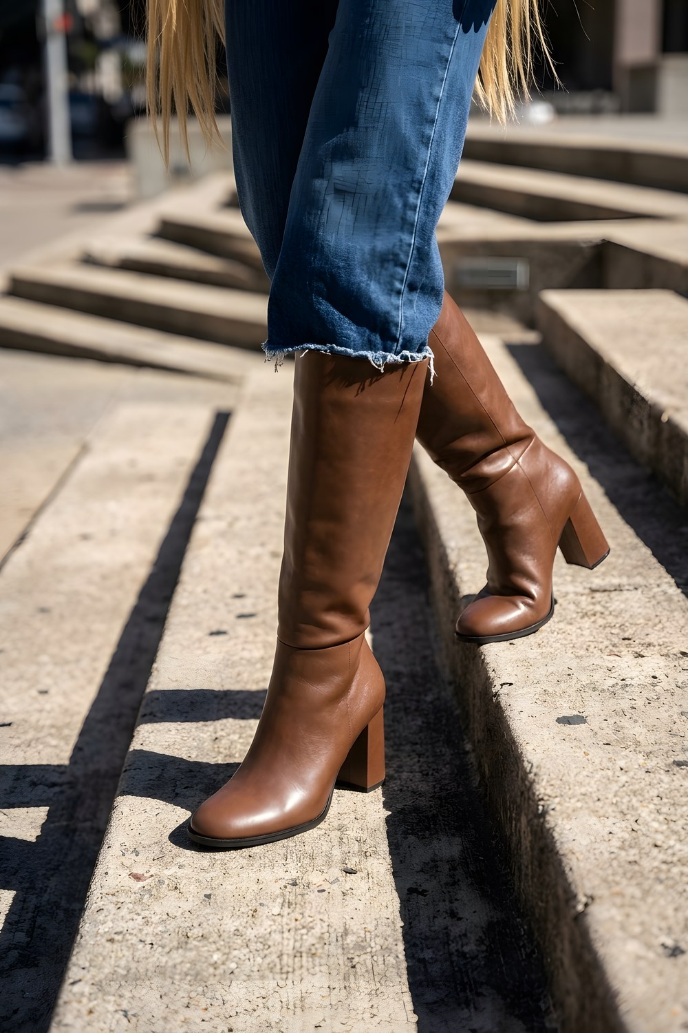 The tall boots for the walk from work to Friday night