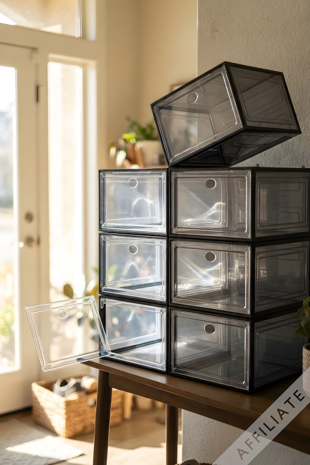 7 Code Clear Stackable Shoe Storage Boxes, 9 Pack