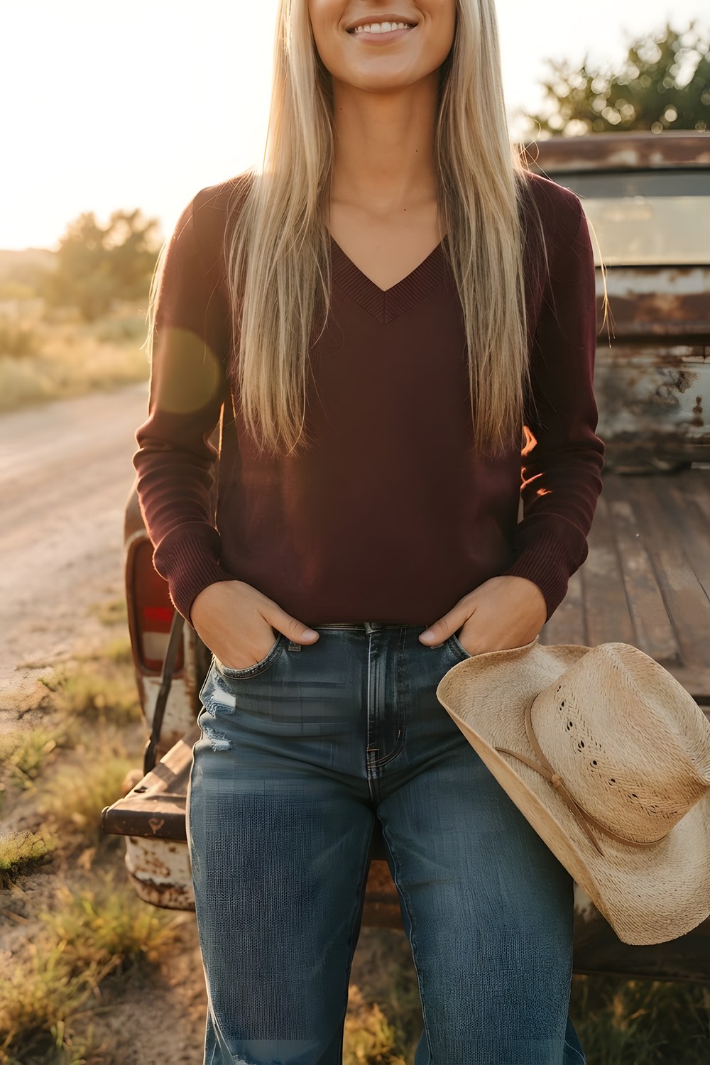 The V neck sweater for the first chilly morning commute
