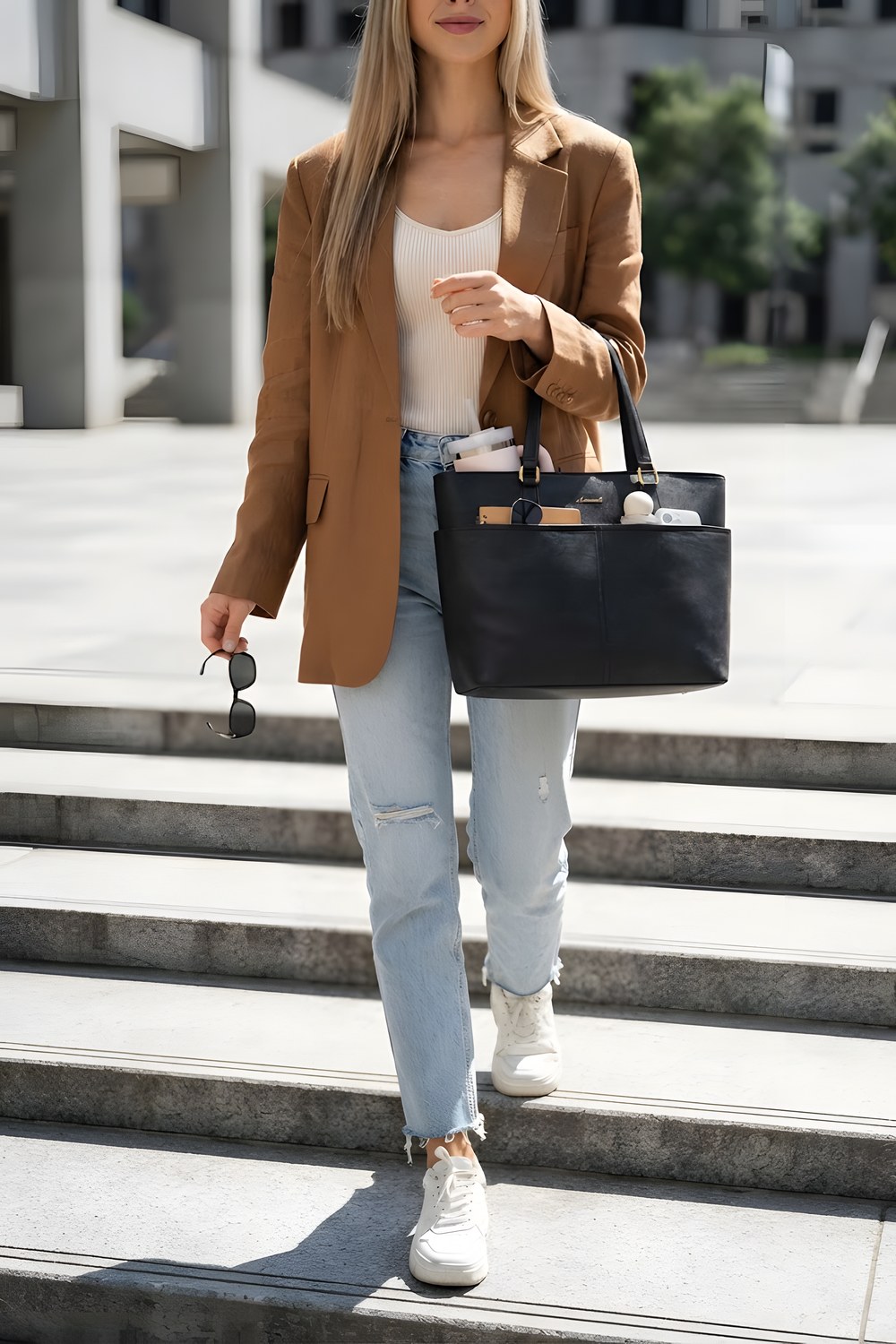 The work tote bag for mornings with a laptop and a big tumbler