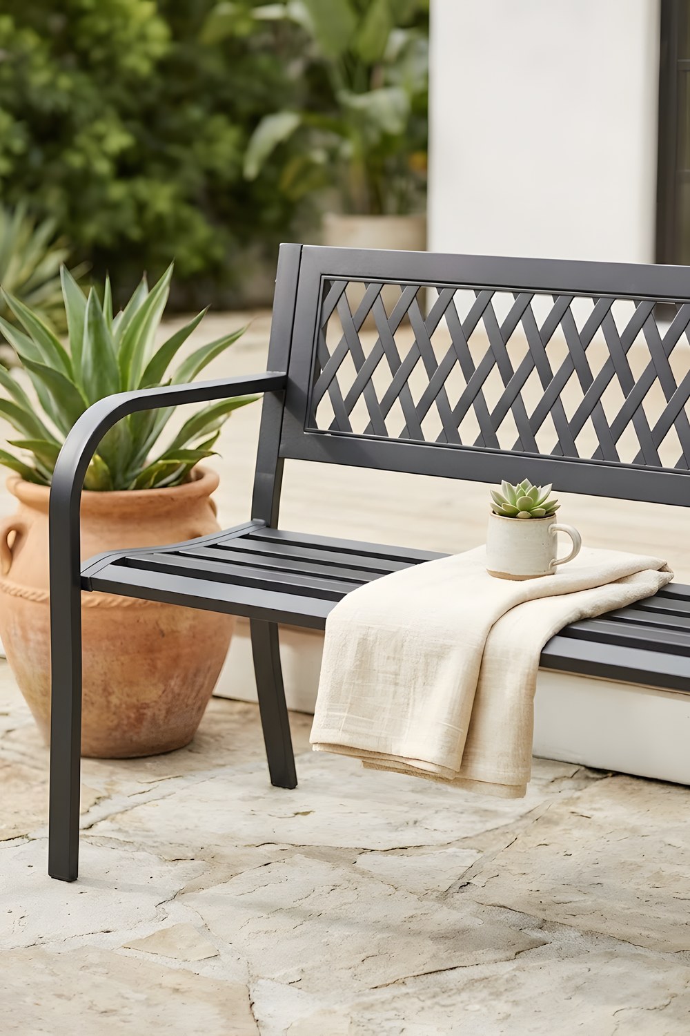Two Metal Garden Benches for the Whole Season Outdoors