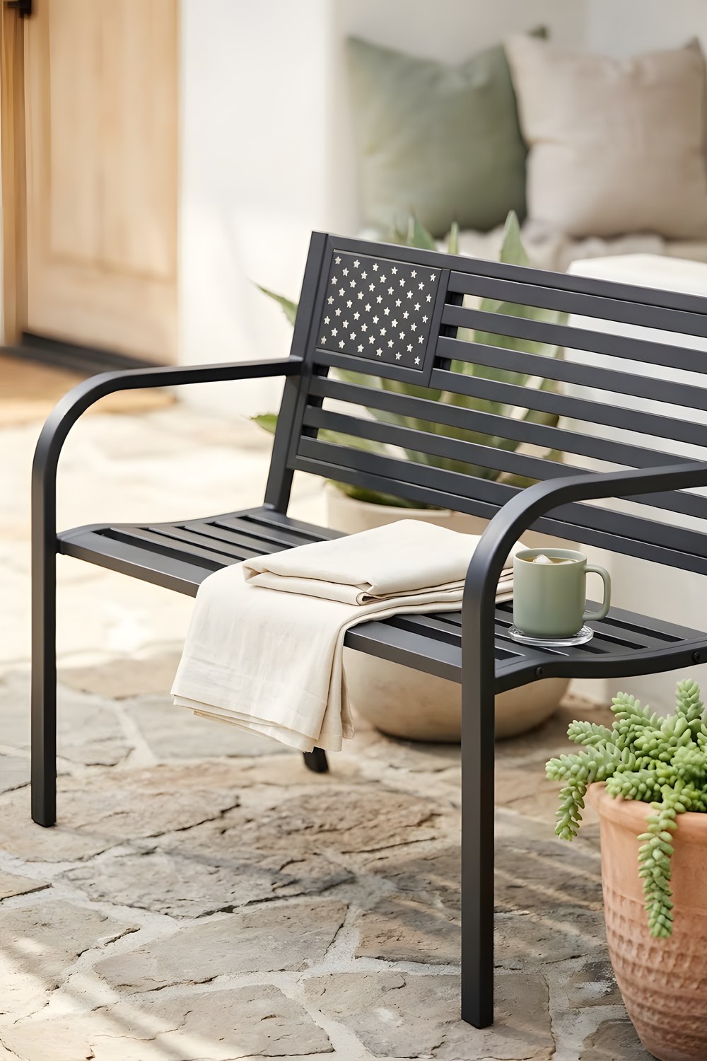 Two Metal Garden Benches for the Whole Season Outdoors
