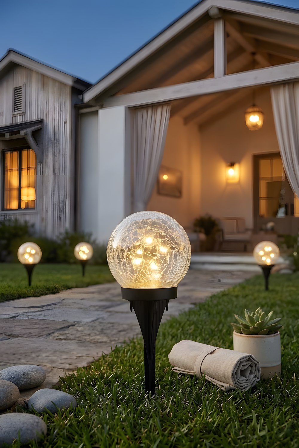 JKIMK Solar Globe Lights for Garden Stakes