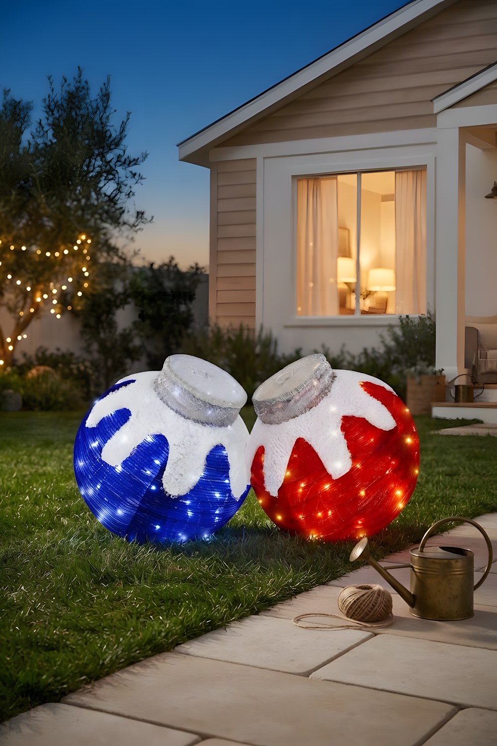 Lit Christmas balls for the first dark evening of December